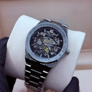 automatic-skeleton-black-dial-with-silver-chain